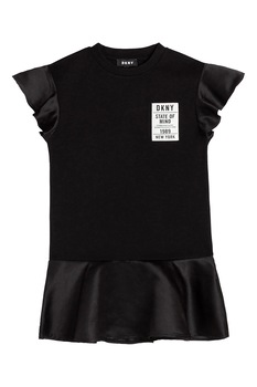 DKNY, Rochie tricou cu aplicatie logo, Negru DKNY, Rochie tricou cu aplicatie logo, Negru