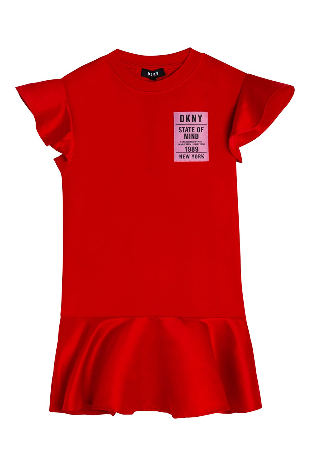 DKNY, Rochie tricou cu aplicatie logo, Rosu vermilion