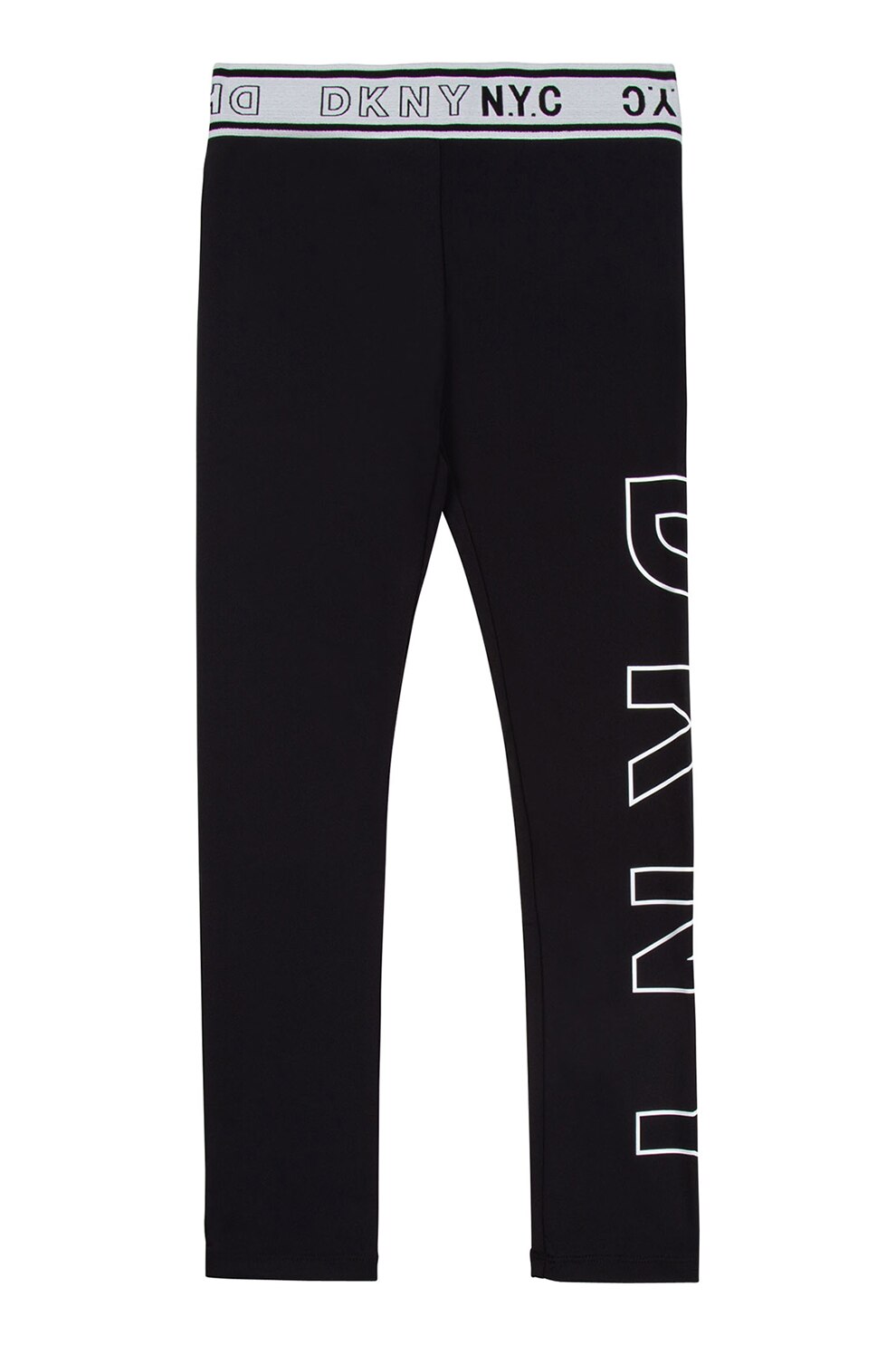 DKNY, Colanti cu logo supradimensionat, Negru/Alb