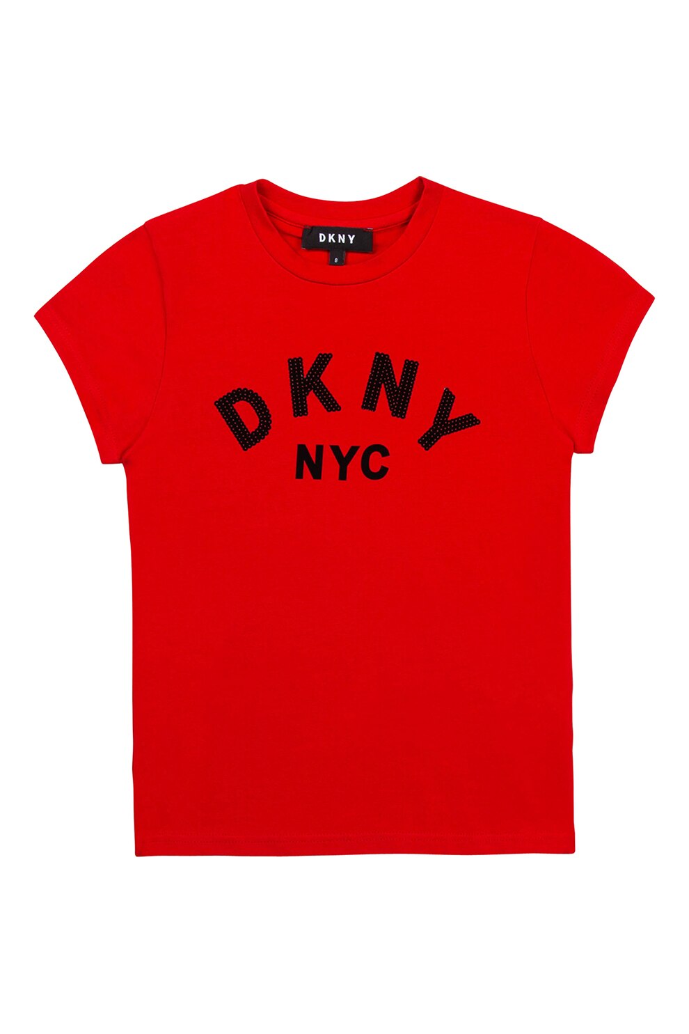 DKNY, Tricou cu logo de paiete, Rosu/Negru