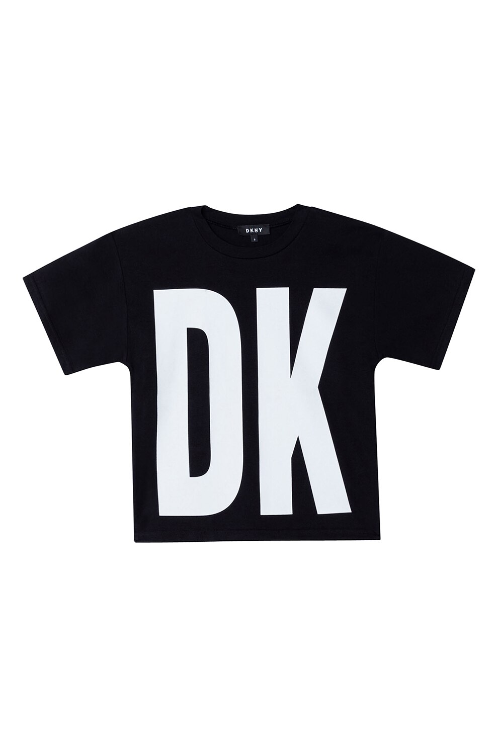 DKNY, Tricou de bumbac cu logo supradimensionat, Negru/Alb