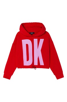 DKNY, Hanorac cu imprimeu logo supradimensionat, Rosu/Roz DKNY, Hanorac cu imprimeu logo supradimensionat, Rosu/Roz