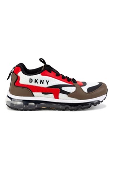DKNY - Colorblock dizájnú sneaker átlátszó talprésszel, Piros/Barna/Fehér