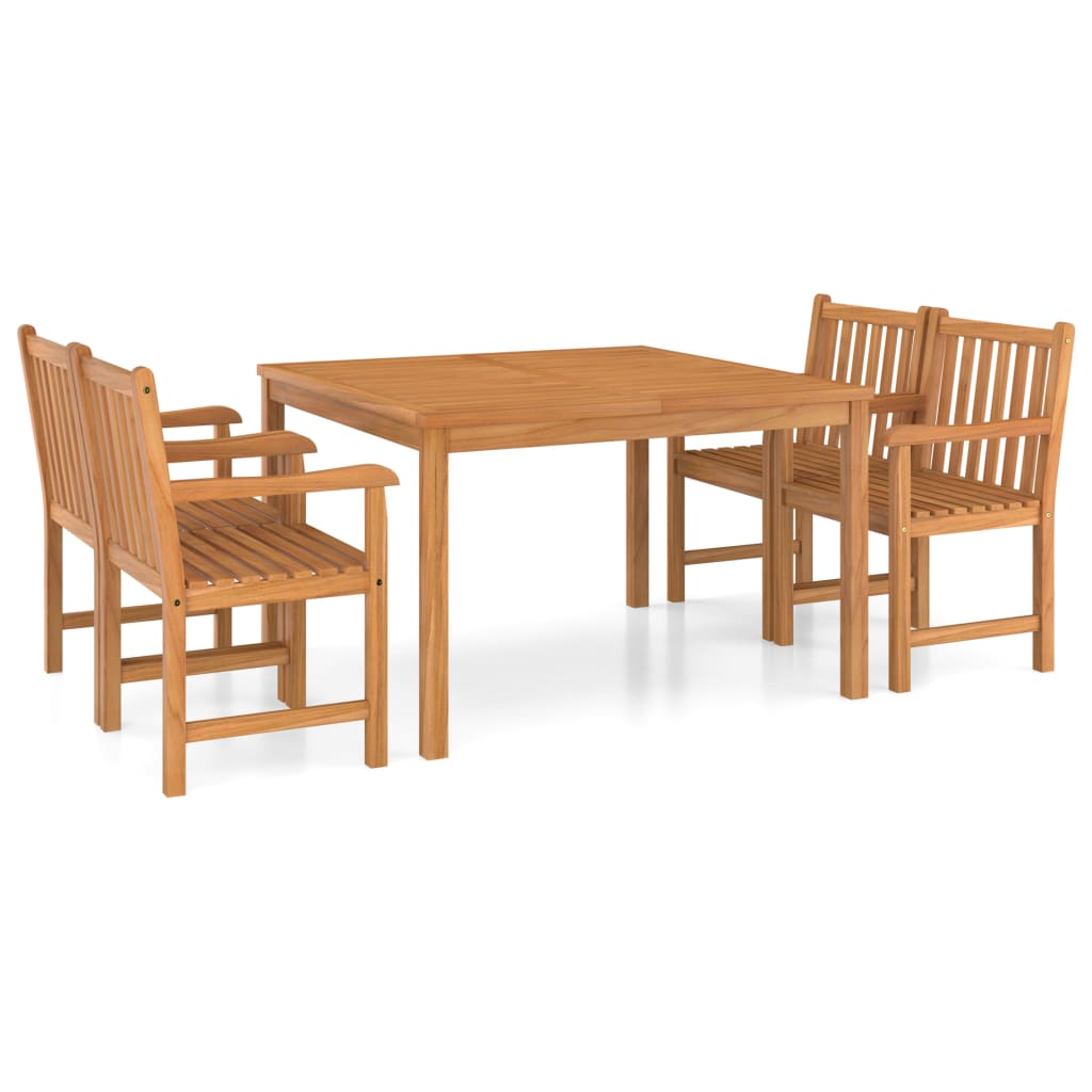 Set mobilier de gradina cu 5 piese din lemn masiv de tec vidaXL, Lemn, 120 x 120 x 77 cm, Maro