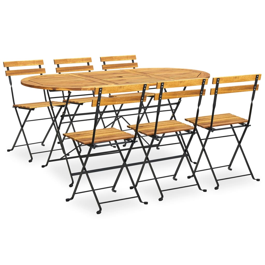 Set mobilier de exterior pliabil cu 7 piese vidaXL, Lemn de acacia, 160 x 85 x 74 cm, Maro