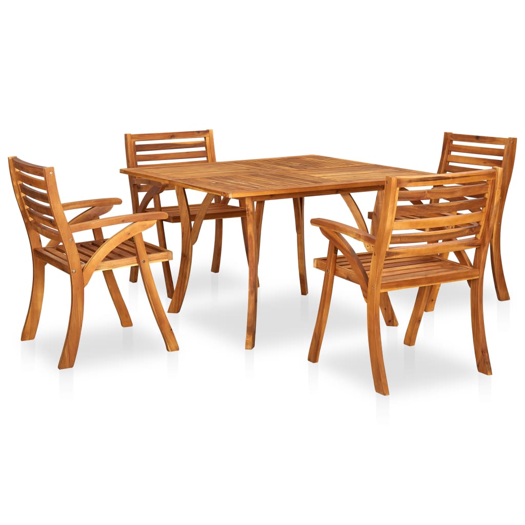 Set mobilier de gradina cu 5 piese din lemn de acacia vidaXL, Lemn de acacia, 120 x 120 x 75 cm, Maro