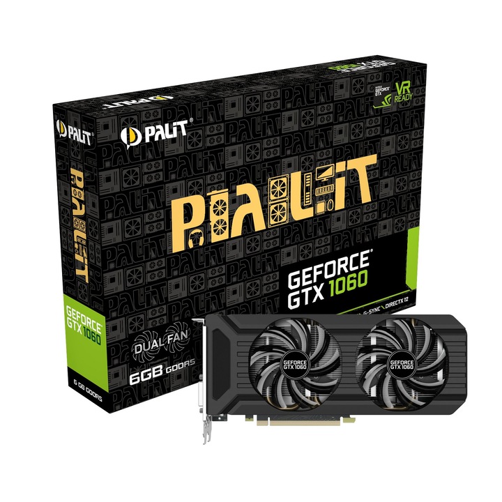 Placa video Palit GeForce GTX 1060 Dual, 6GB GDDR5, 192-bit - eMAG.ro
