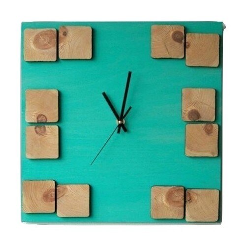 Ceas de perete, lemn, vopsea acrilica