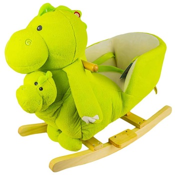 Balansoar pentru bebelusi, Dinozaur, confectionat din lemn si plus, 60x34x45 cm, Robentoys Balansoar pentru bebelusi, Dinozaur, confectionat din lemn si plus, 60x34x45 cm, Robentoys