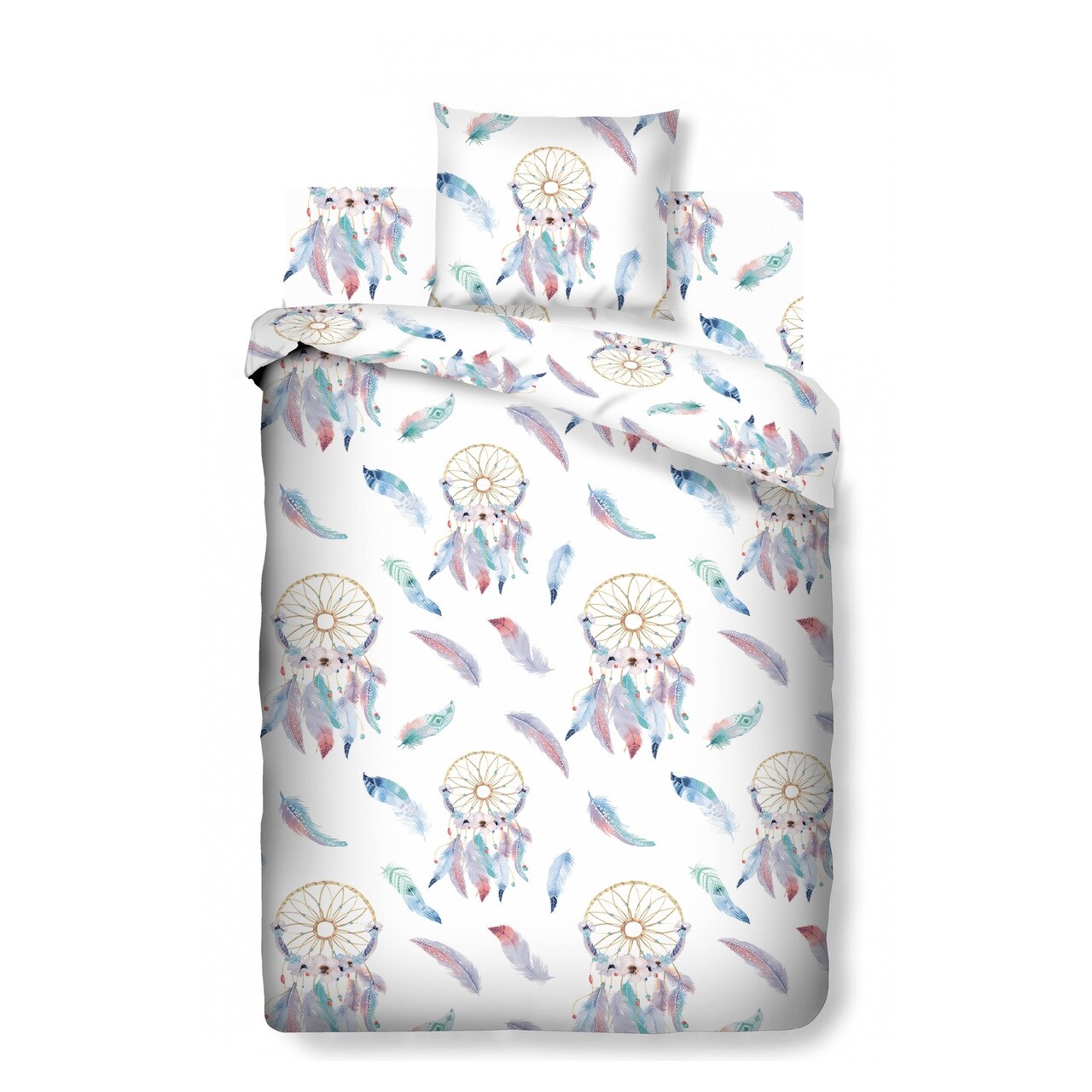 Lenjerie de pat, Bedora, 1 persoana, Small Catcher, 3 piese, 100% bumbac, multicolor