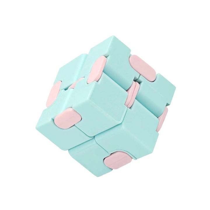 Cub antistres, Fidget Toy, Infinity Magic Cube, Albastru/Roz, 4x4x4 cm