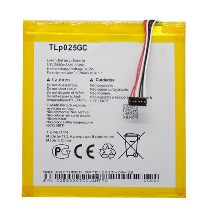 Alcatel TLp025GC eredeti, gyári akkumulátor (2580mAh, Li-Ion, Pixi 4 7.0 OT-8063 9003X 9003A)