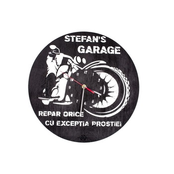 Ceas Decorativ Personalizabil din lemn Motor Pentru Garaj 38 cm x 38 cm Ceas Decorativ Personalizabil din lemn Motor Pentru Garaj 38 cm x 38 cm