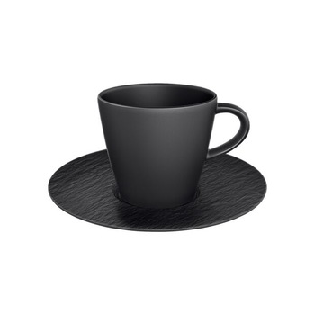 Ceasca cafea 220 ml cu farfurie 15 cm Manufacture rock portelan negru Villeroy and Boch Ceasca cafea 220 ml cu farfurie 15 cm Manufacture rock portelan negru Villeroy and Boch