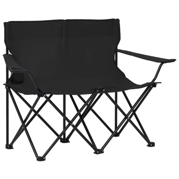 Scaun de camping pliabil cu 2 locuri, vidaXL, Tesatura oxford - otel, 123 x 50 x 80 cm, Negru Scaun de camping pliabil cu 2 locuri, vidaXL, Tesatura oxford - otel, 123 x 50 x 80 cm, Negru