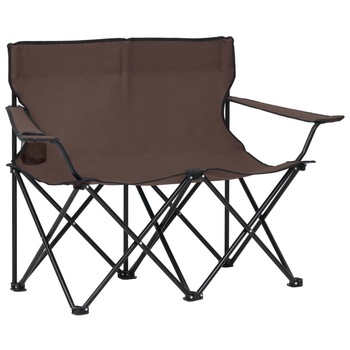 Scaun de camping pliabil cu 2 locuri, vidaXL, Tesatura oxford - otel, 123 x 50 x 80 cm, Gri taupe Scaun de camping pliabil cu 2 locuri, vidaXL, Tesatura oxford - otel, 123 x 50 x 80 cm, Gri taupe