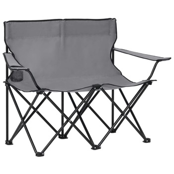 Scaun de camping pliabil cu 2 locuri, vidaXL, Tesatura oxford - otel, 123 x 50 x 80 cm, Gri Scaun de camping pliabil cu 2 locuri, vidaXL, Tesatura oxford - otel, 123 x 50 x 80 cm, Gri