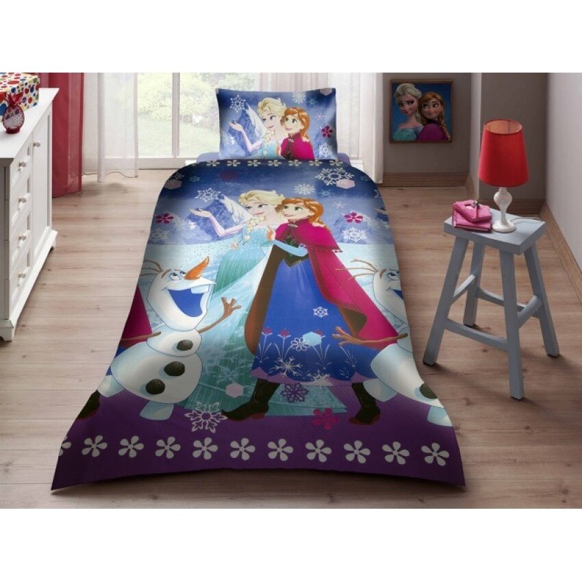 Set 4 piese Lenjerie de pat copii - Anna Elsa Snow 200 x 200 cm