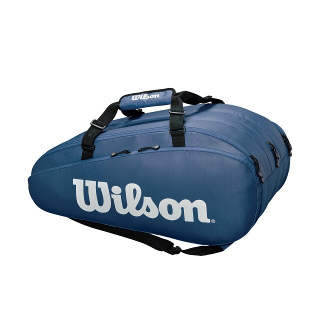Geanta tenis Wilson Tour 3 Comp, 15 rachete, albastru/alb