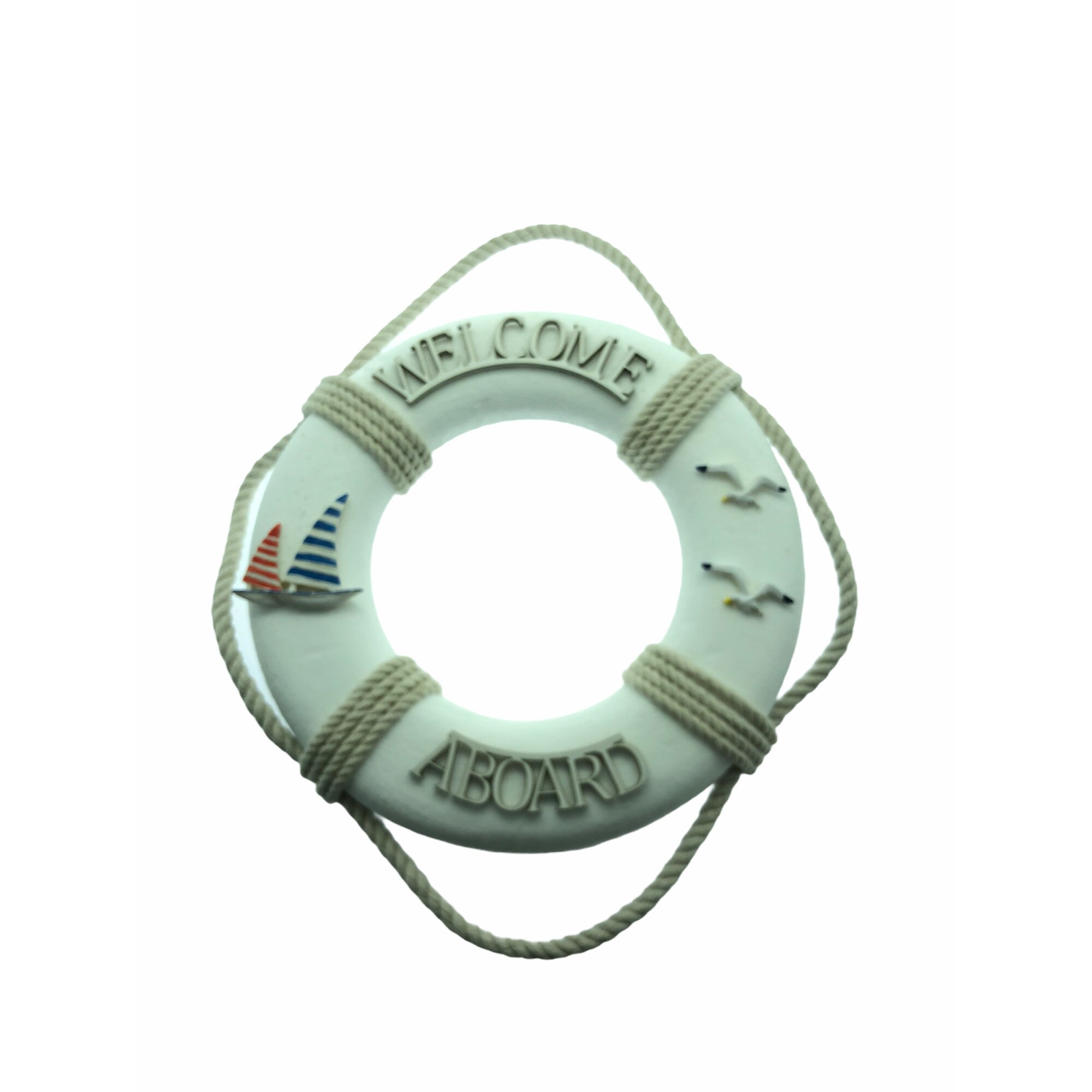 Colac marinaresc decorativ, Welcome aboard, Atelier, Alb, 25cm