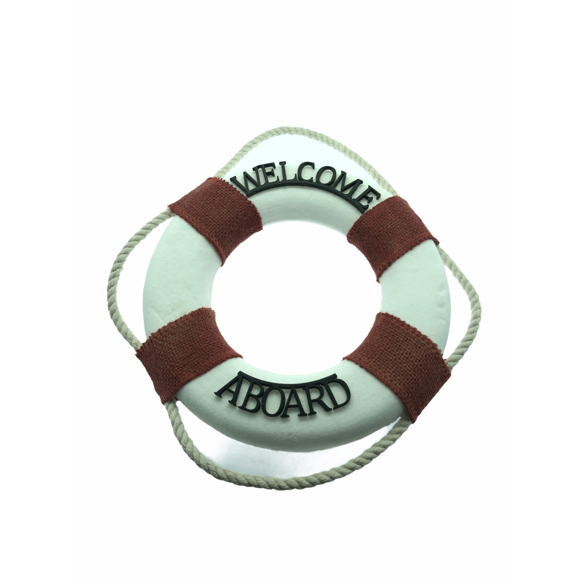 Colac marinaresc decorativ, Welcome aboard, Atelier, Alb/Rosu, 25cm