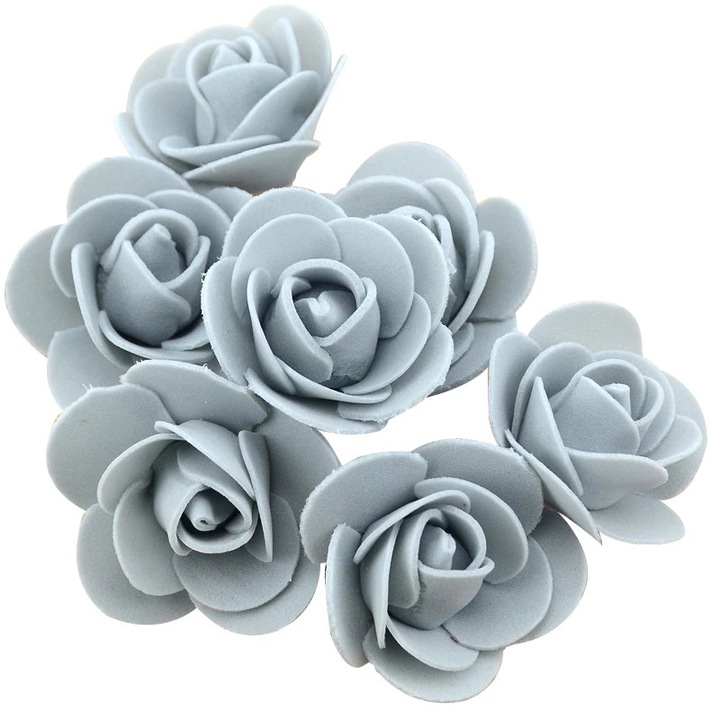 100 db-os habrózsa készlet, 3 cm, szürke