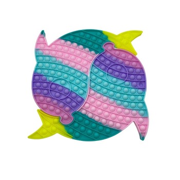 Jucarie antistres din silicon, Pop it Now and Flip It, Delfin dublu XXL 30 cm, Multicolor Jucarie antistres din silicon, Pop it Now and Flip It, Delfin dublu XXL 30 cm, Multicolor