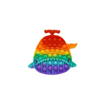 Jucarie antistres din silicon Pop it now, Rechin, 19 cm, Multicolor Jucarie antistres din silicon Pop it now, Rechin, 19 cm, Multicolor