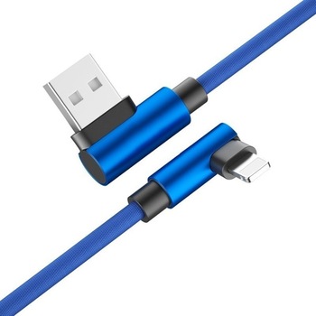 Cablu de incarcare compatibil Apple USB 90 grade, 3M, Albastru Cablu de incarcare compatibil Apple USB 90 grade, 3M, Albastru