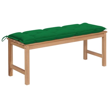 Banca de gradina cu perna verde cu 2 locuri vidaXL, Lemn de tec, 120 x 40 x 45 cm, Maro/Verde Banca de gradina cu perna verde cu 2 locuri vidaXL, Lemn de tec, 120 x 40 x 45 cm, Maro/Verde