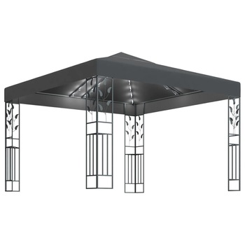 Pavilion de gradina cu LED, vidaXL, Textil-Otel, 3 x 3 x 2,5 m, Antracit Pavilion de gradina cu LED, vidaXL, Textil-Otel, 3 x 3 x 2,5 m, Antracit