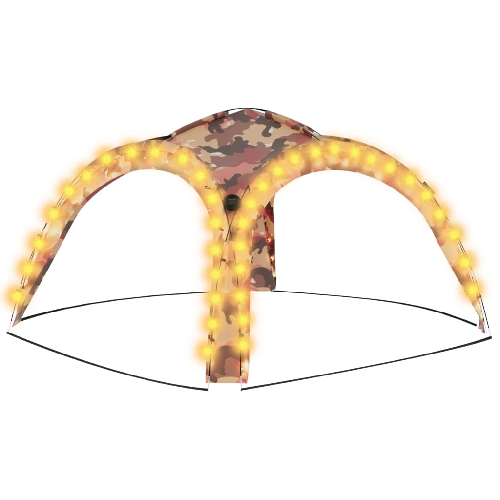 Cort de petrecere cu LED si 4 pereti, vidaXL camuflaj, 3,6x3,6x2,3 m