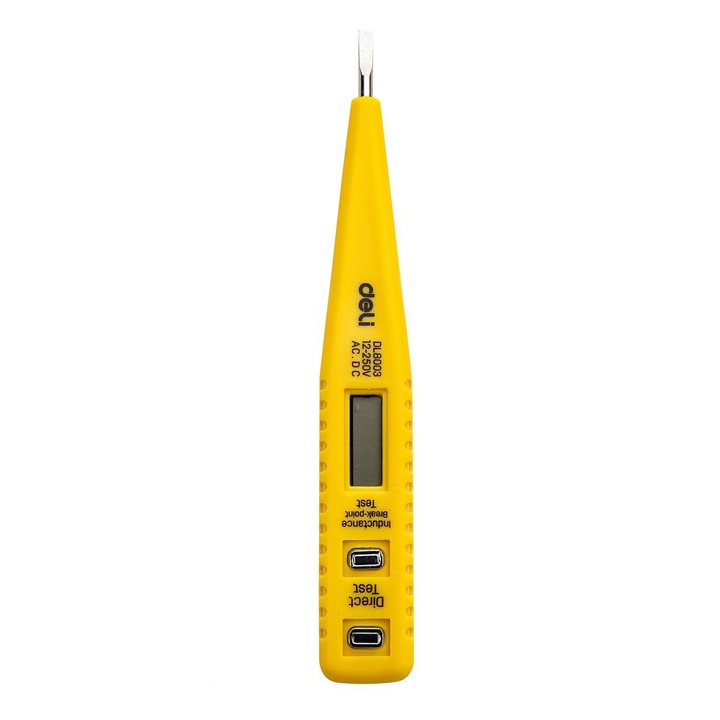 Tester de tensiune 12-250V Deli Tools EDL8003 (galben)