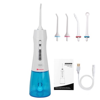 Irigator bucal si oral profesional Horigen® WF201, portabil, 3 moduri de lucru, acumulator 1400mAh, timer, 4 duze functionale incluse, tehnologie Easy-Flow, 300 ml, alb Irigator bucal si oral profesional Horigen® WF201, portabil, 3 moduri de lucru, acumulator 1400mAh, timer, 4 duze functionale incluse, tehnologie Easy-Flow, 300 ml, alb