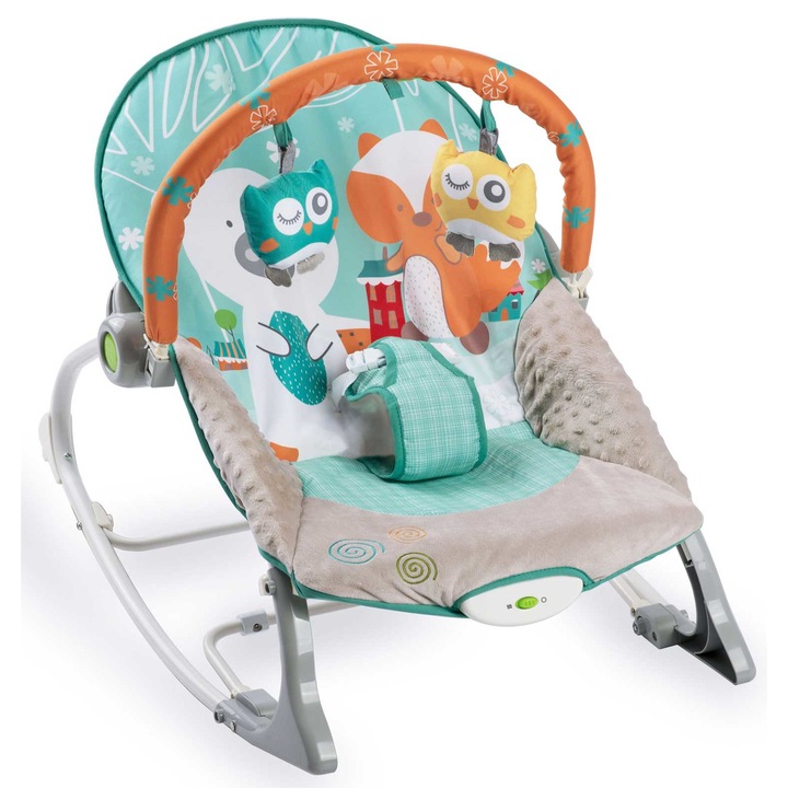 3 в 1 люлка и столче за бебета и деца "ISP Foxy Sleep" 0-18кг, с успокояващи вибрации, оранжево