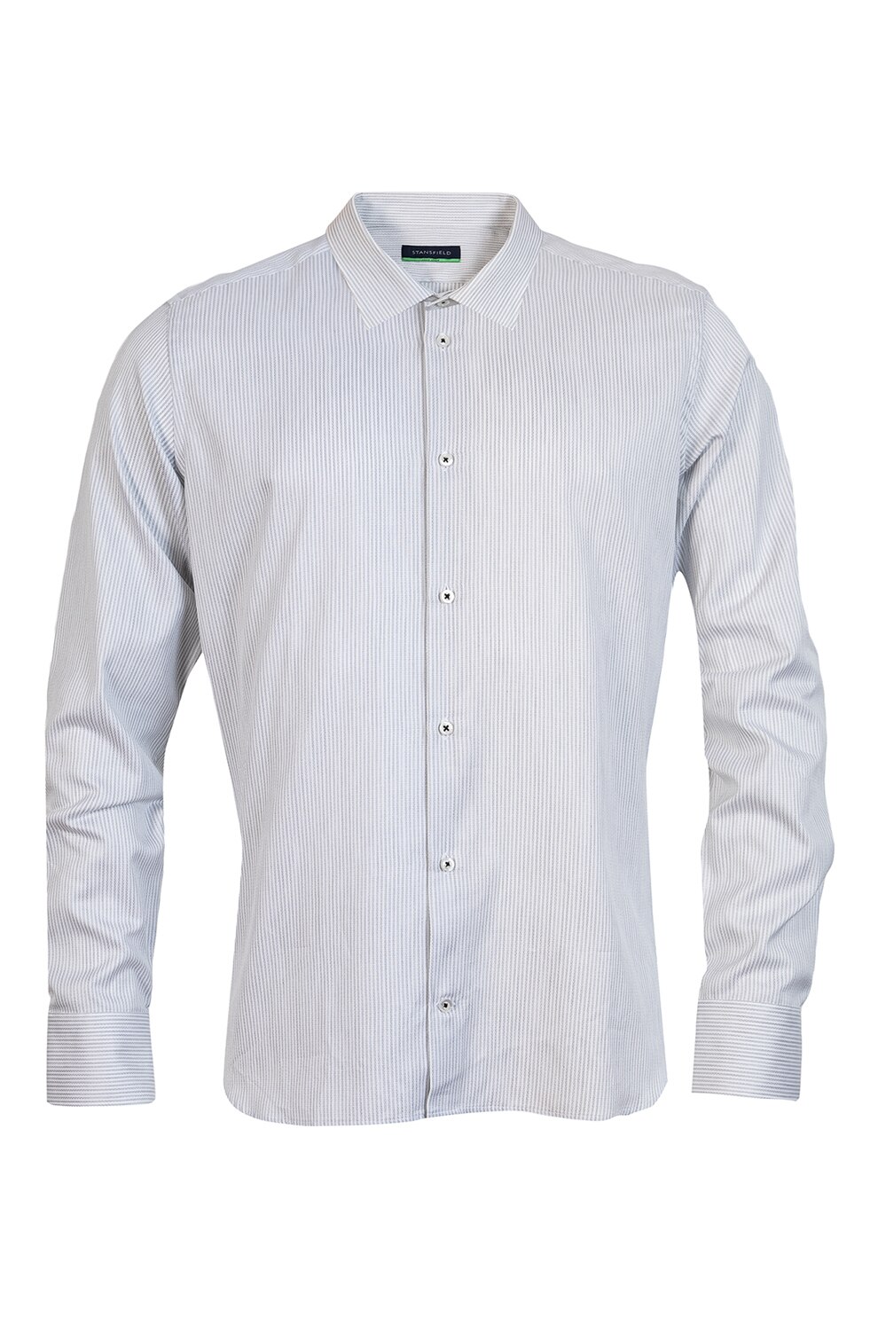 Stansfield, Camasa slim fit cu dungi, Alb/Gri