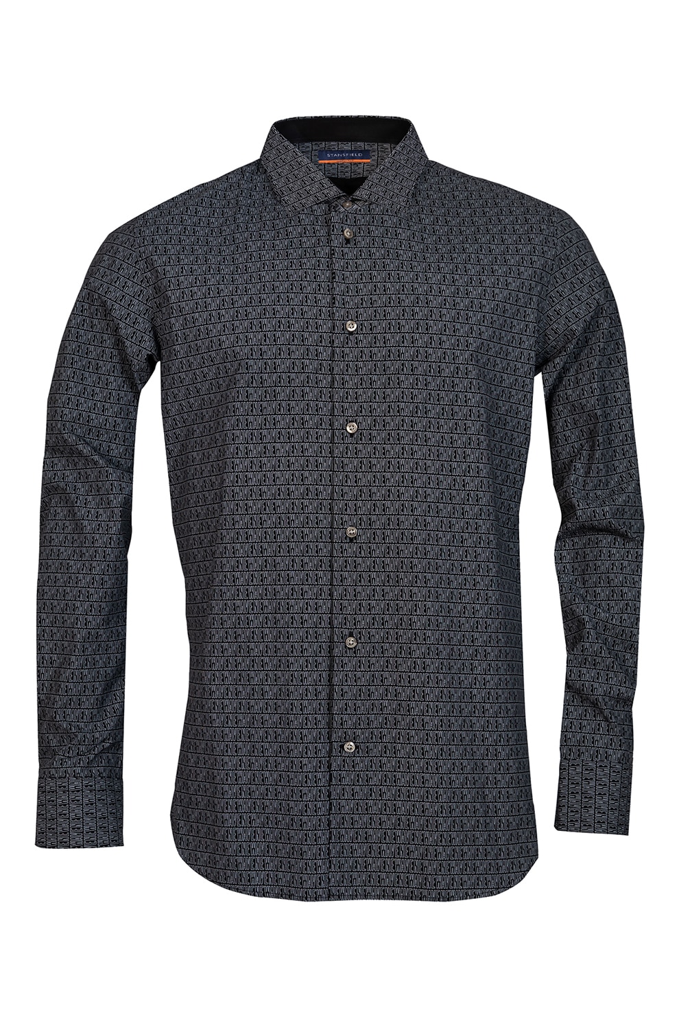 Stansfield, Camasa de bumbac cu model text, Negru/Alb