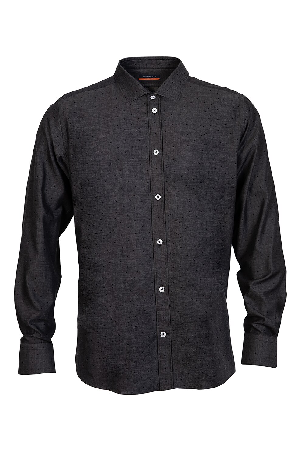 Stansfield, Camasa de bumbac cu buline discrete, Gri inchis