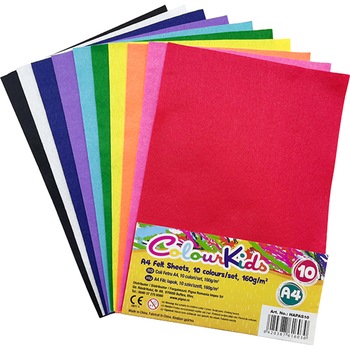 Art Craft Colour KIDSColi fetru 10 culori A4 160gr Art Craft Colour KIDSColi fetru 10 culori A4 160gr