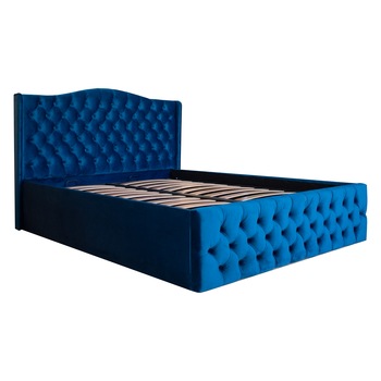 Pat Doha dublu cu somiera si spatiu de depozitare, albastru,160x200 Pat Doha dublu cu somiera si spatiu de depozitare, albastru,160x200