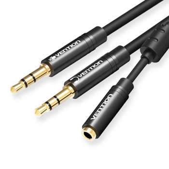 Cablu splitter, Jack 3.5 mm mama la 2x Jack 3.5mm tata, 0.3 metri, Vention Cablu splitter, Jack 3.5 mm mama la 2x Jack 3.5mm tata, 0.3 metri, Vention