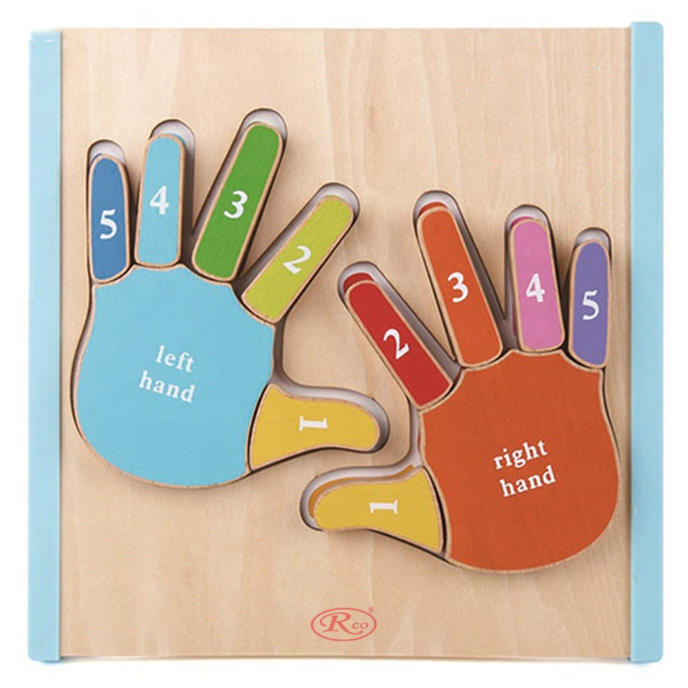 Puzzle 3D Montessori, manute, din lemn, 10 piese, WD2066 RCO®