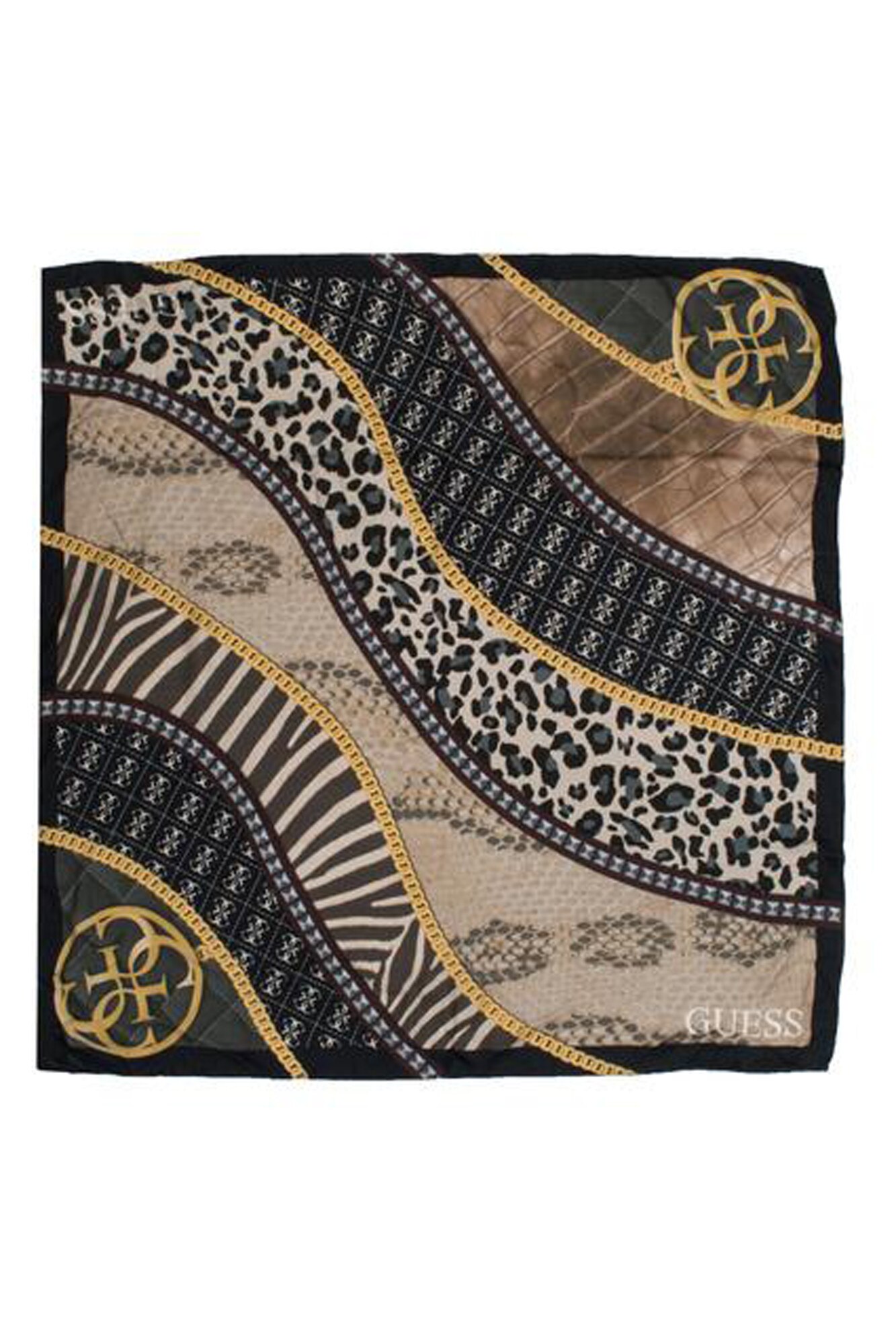 Esarfa dama cu imprimeu abstract, Guess, Multicolor, 85x85 cm