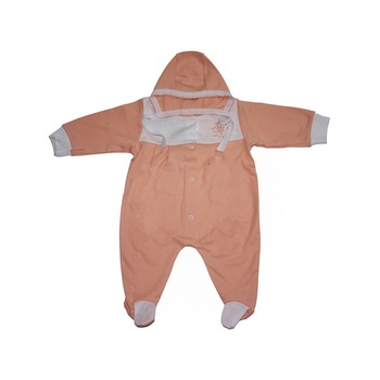 Salopeta fetite cu botoc Pifou 2-3 luni, model 18, portocaliu Salopeta fetite cu botoc Pifou 2-3 luni, model 18, portocaliu