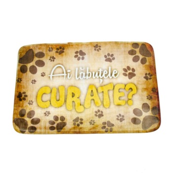 Covoras din plus de interior cu mesaj „Ai labutele curate? Covoras din plus de interior cu mesaj „Ai labutele curate?