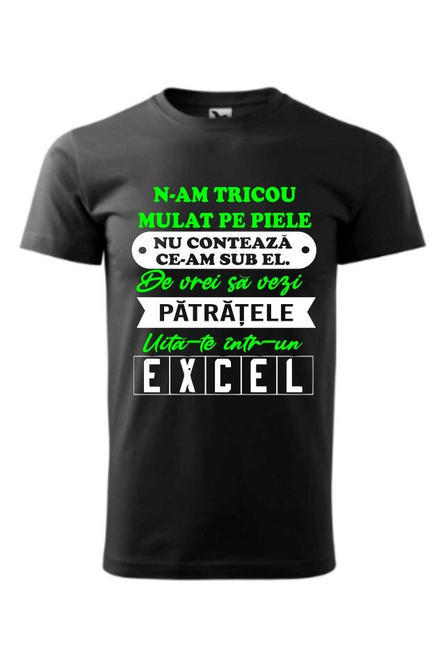Tricou barbati personalizat Excel, Negru