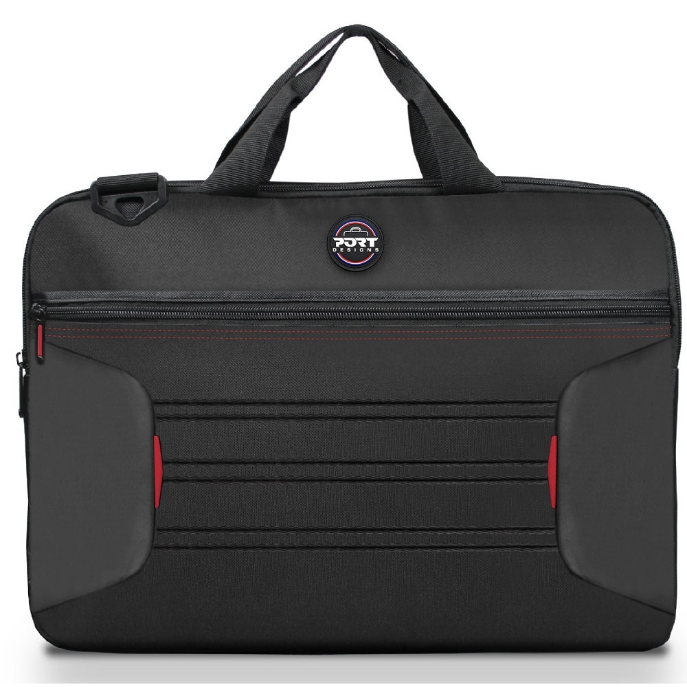 Geanta pentru notebook si mouse fara fir, Port Designs, Poliester, 14/15,6 inchi, Negru/Gri