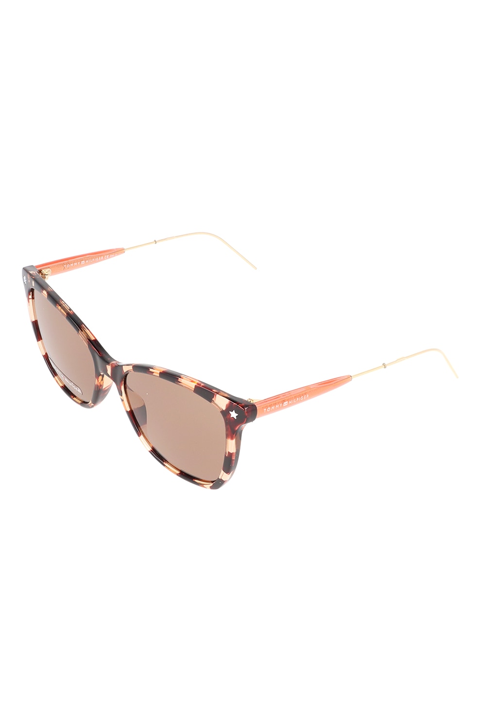 Tommy Hilfiger, Ochelari de soare cat-eye cu detalii logo, Maro/Portocaliu, 54-17-140 Standard