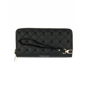 Portofel de dama, din piele ecologica, Buticcochet, Negru, cu broderie, 19x10x4 cm - PR459 Portofel de dama, din piele ecologica, Buticcochet, Negru, cu broderie, 19x10x4 cm - PR459