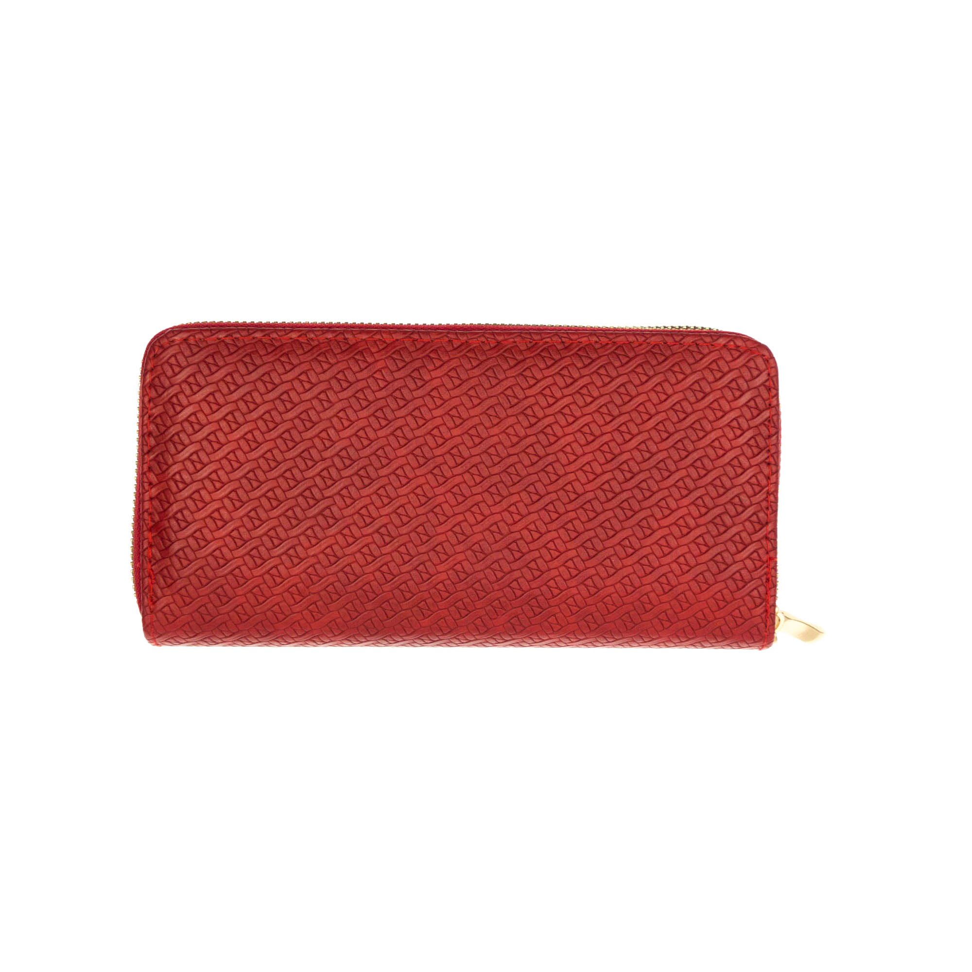 Portofel de dama, din piele ecologica, Buticcochet, Rosu, cu doua fermoare, 19x10x4 cm - PR457